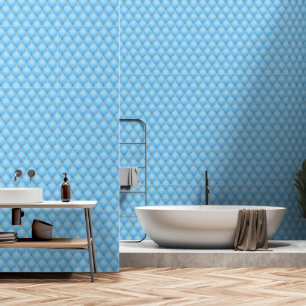 Ogee Gold Diamond Tufted Sky Blue Wallpaper