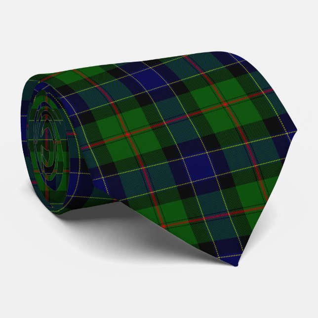 Ogilvie tartan blue green plaid tie (Rolled)