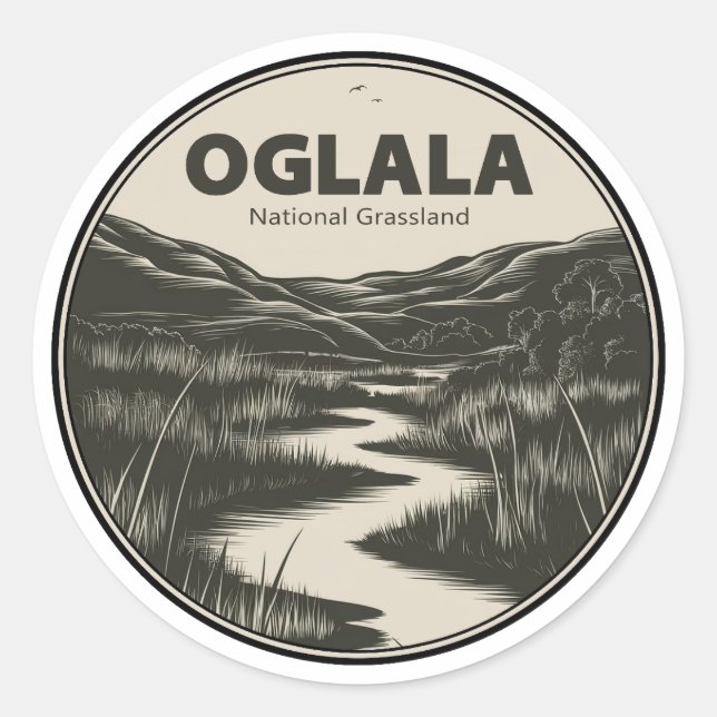 Oglala National Grassland Nebraska Stream Classic Round Sticker (Front)