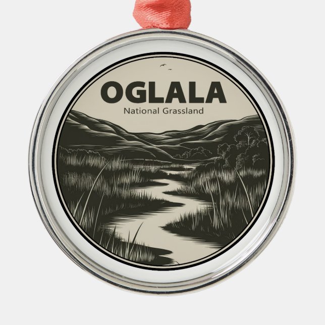 Oglala National Grassland Nebraska Stream Metal Tree Decoration (Front)