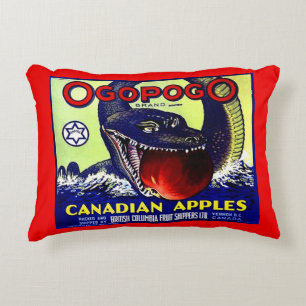 Ogopogo Canadian apples fruit crate label print Decorative Cushion