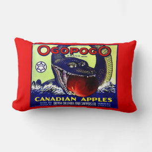 Ogopogo Canadian apples fruit crate label print Lumbar Cushion