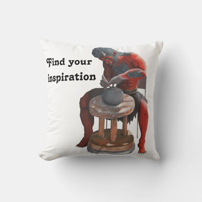 Ogre Making Japanese Pottery Fantasy Throw Pillow (Front)