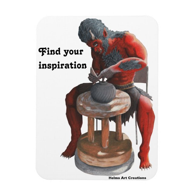 Ogre Potter Making Pots Fantasy Flexible Magnet (Vertical)