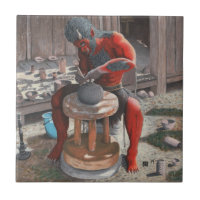 Ogre Spinning Pottery Wheel Fantasy Ceramic Tile