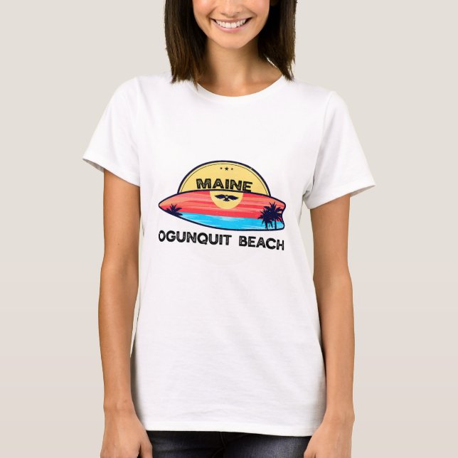 Ogunquit Beach Maine Surfboard Beach Surfing  T-Shirt (Front)