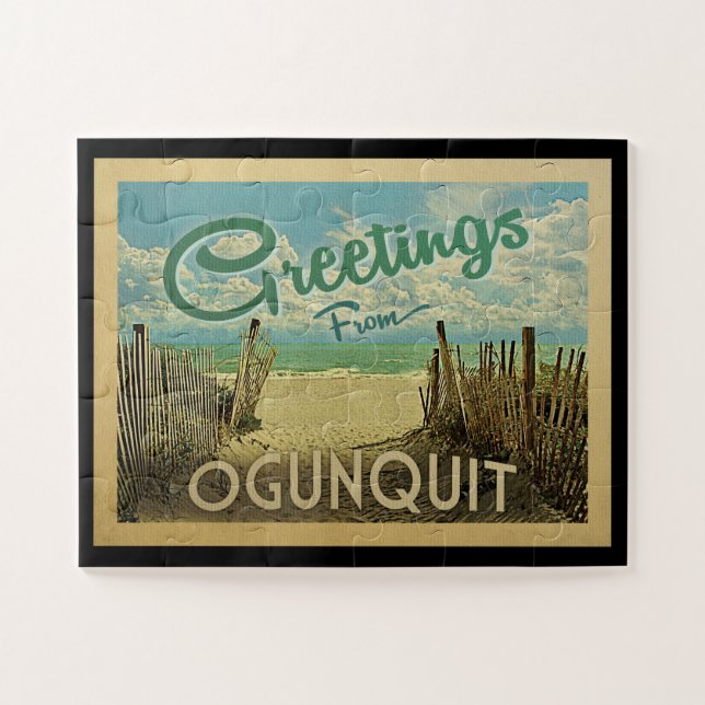 Ogunquit Beach Vintage Travel Jigsaw Puzzle (Horizontal)