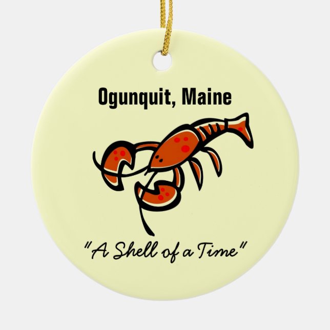 Ogunquit, Maine Lobster Ceramic Tree Decoration (Front)
