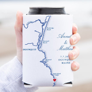 Ogunquit Maine Map Wedding Favour Drink Can Cooler