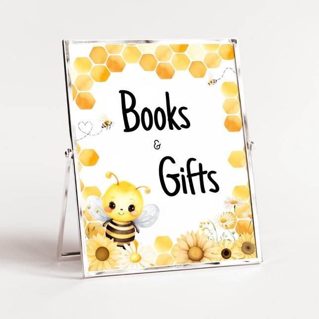 Oh Babee Bee Baby Shower Books and Gifts Poster (Oh Babee Baby Shower Books and Gifts Sign )