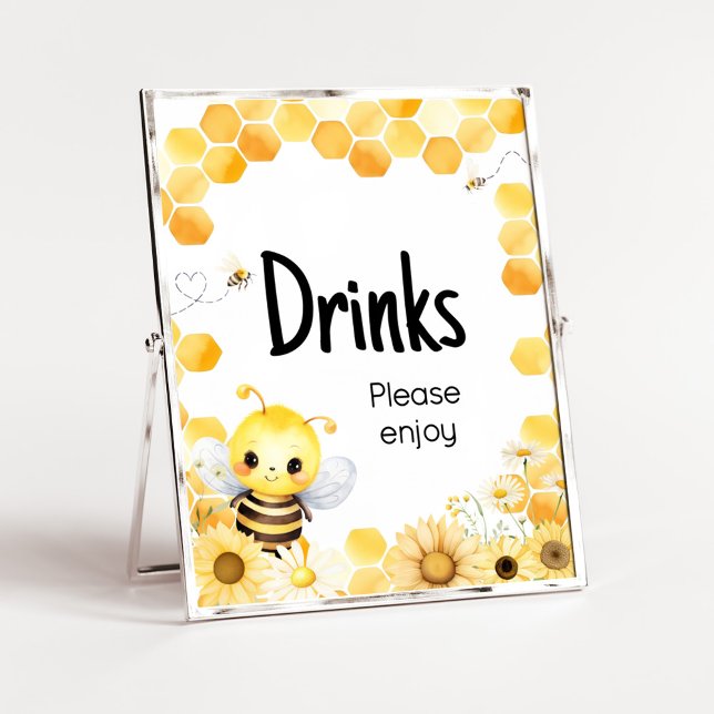 Oh Babee Bee Baby Shower Drinks Poster (Oh Babee Baby Shower Drinks Sign)