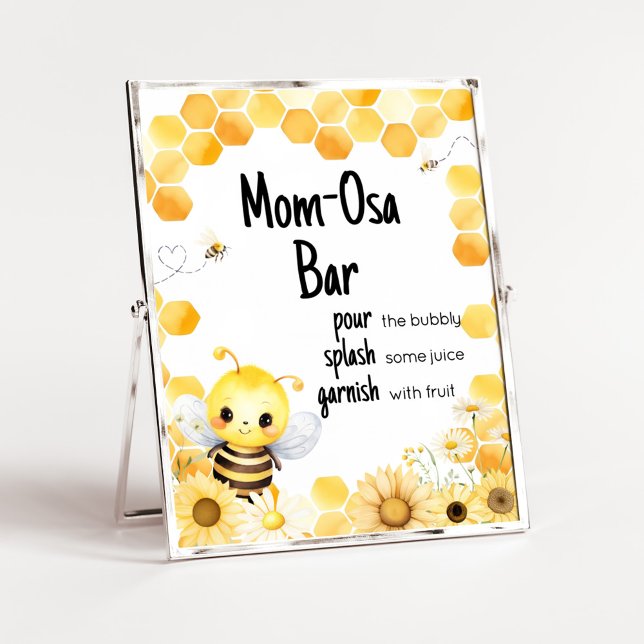 Oh Babee Bee Baby Shower Mum Osa Bar Poster (Oh Babee Baby Shower Mom Osa Bar Sign)