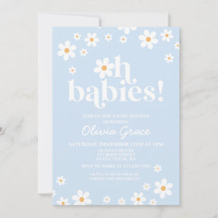 Oh Babies! Daisy pale blue Baby Shower Invitation