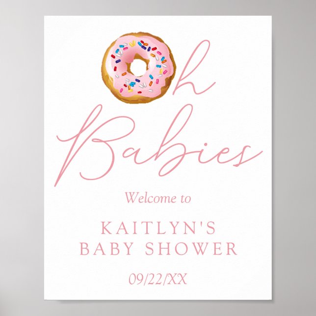 Oh Babies Doughnut Sprinkle Twin Baby Shower Welco Poster (Front)