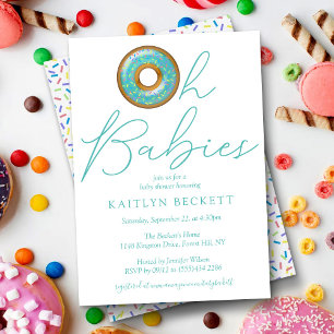 Oh Babies Doughnut Sprinkle Twin Boys Baby Shower Invitation