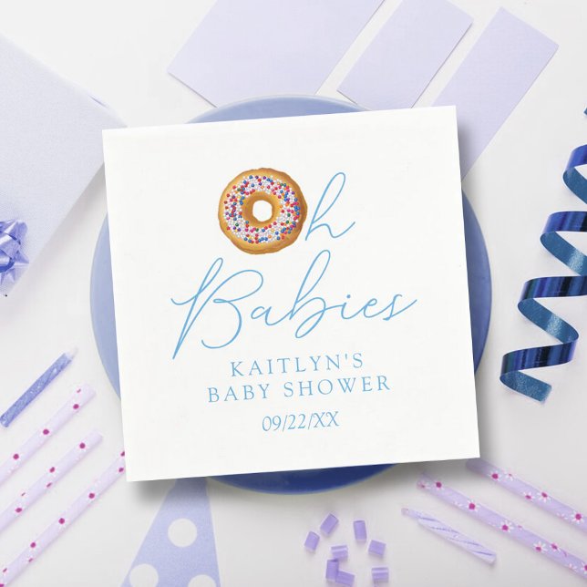 Oh Babies Doughnut Sprinkle Twin Boys Baby Shower Napkin (Creator Uploaded)