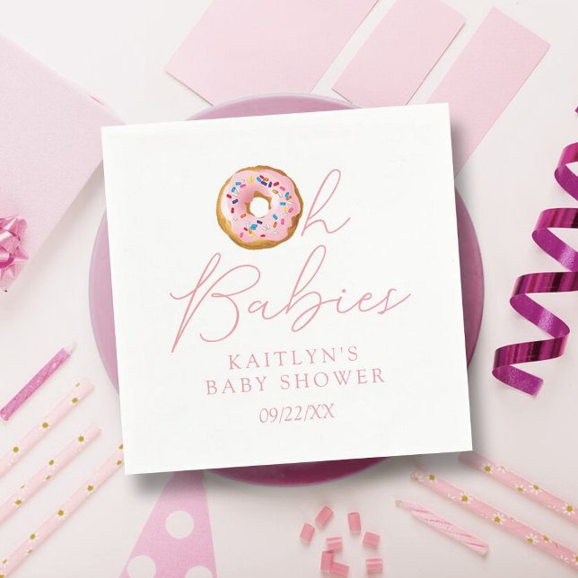 Oh Babies Doughnut Sprinkle Twin Girls Baby Shower Napkin (Creator Uploaded)