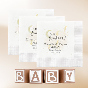 Oh Babies! Neutral Twin Storks Baby Shower Napkin