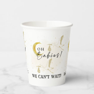 Oh Babies! Neutral Twin Storks Baby Shower Paper Cups