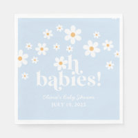 Oh Babies! Retro Daisy blue boho Baby Shower