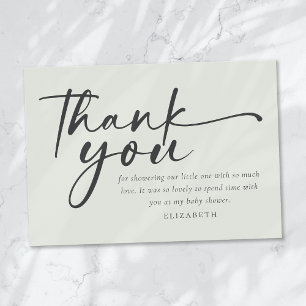 Oh Babies Sage Green Minimalist Baby Shower Thank You Card