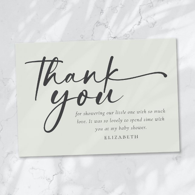 Oh Babies Sage Green Minimalist Baby Shower Thank You Card (Creator Uploaded)