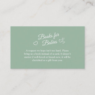 Oh Babies Sage Green Twin Shower Books for Babies Enclosure Card