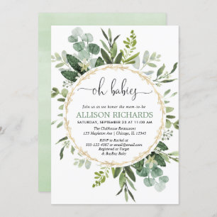 Oh babies twins gender neutral greenery eucalyptus invitation