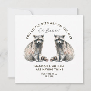 Oh Babies Twins On The Way Cute Twin Raccoons Invitation
