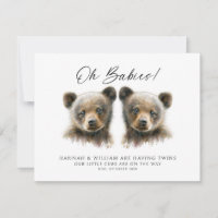 Oh Babies Twins On The Way Watercolor Bear Cubs