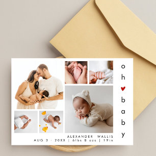 Oh Baby 6 Photo Collage Thank You Baby Shower Holiday Card