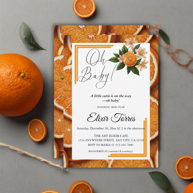 Oh Baby A Little Cutie Orange Citrus Baby Shower Invitation (Creator Uploaded)