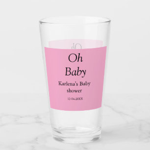 Oh baby add name baby shower date simple minimal t glass