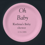 Oh baby add name baby shower date simple minimal t paper plate<br><div class="desc">Design</div>