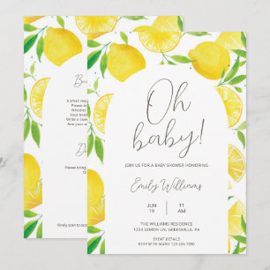 Oh Baby All in One Spring Lemon Baby Shower Invitation