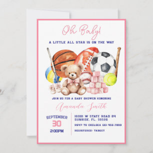 Oh Baby ALL STAR SPORT Baby Shower Invitation