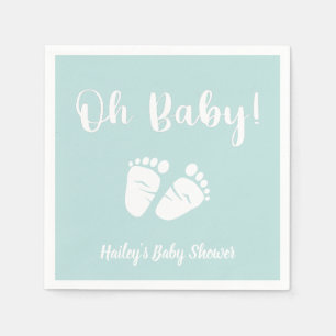 Oh Baby Baby Feet Mint Green Baby Shower Napkin