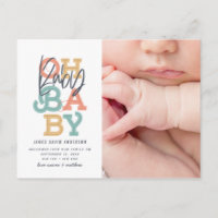 Oh baby baby modern photo birth announcement