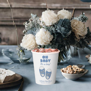 Oh Baby Baby Shoes Dusty Blue Boy Baby Shower Paper Cups