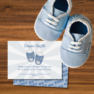 Oh Baby Baby Shoes Dusty Blue Boy Diaper Raffle Enclosure Card