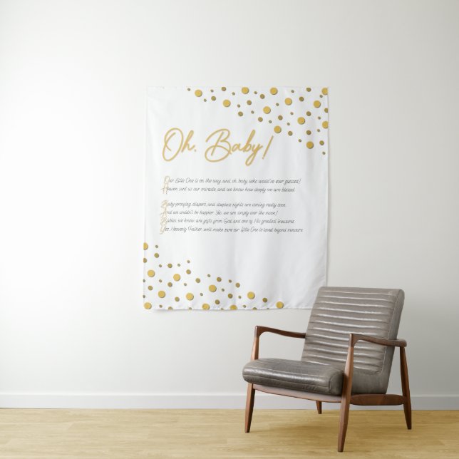 Oh, Baby! Baby Shower Backdrop- Medium Tapestry (In Situ)