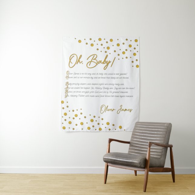 Oh, Baby! Baby Shower Backdrop-XL-2 Tapestry (In Situ)