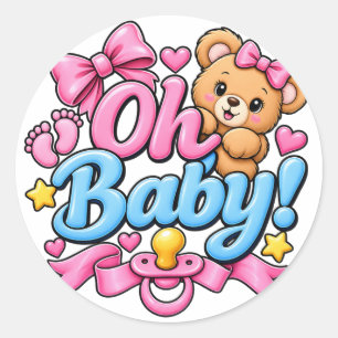Oh Baby! Baby Shower Celebration Design Classic Round Sticker