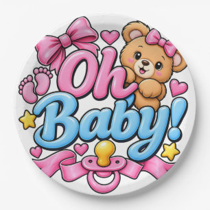 Oh Baby! Baby Shower Celebration Design Paper Plate