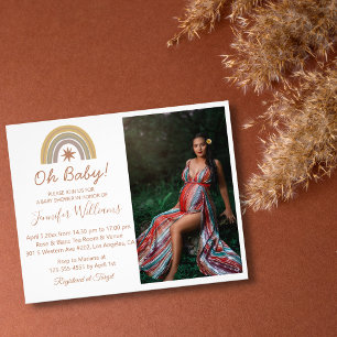 oh baby,baby shower minimal  photo invitation  flyer