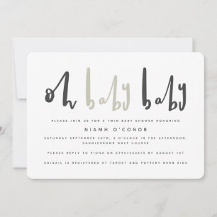 Oh baby baby twin baby shower invitation