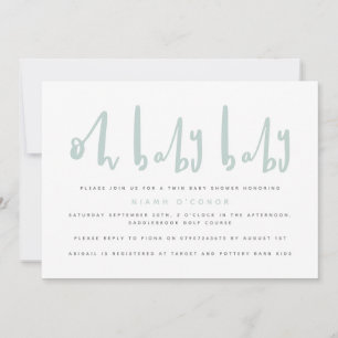 Oh baby baby twin baby shower invitation