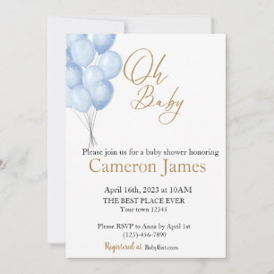Oh Baby- Balloon Baby shower Invitation