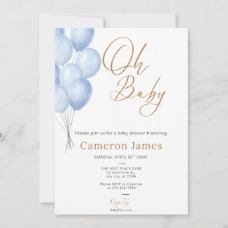 Oh Baby- Balloon Baby shower Invitation