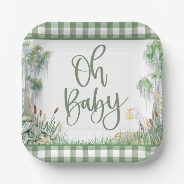 Oh Baby Bayou Swamp Baby Shower Paper Plate (Front)